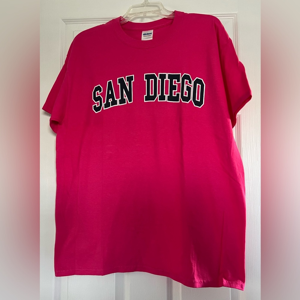 San Diego T-Shirt Pink w/Blue Letters SZ Large